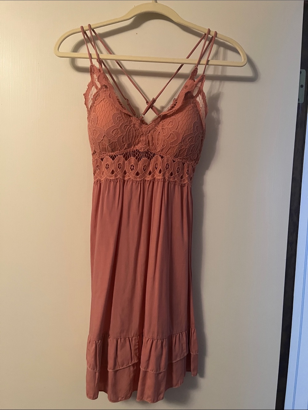 Pink Lily Dusty Rose Lace-Trim Slip Dress